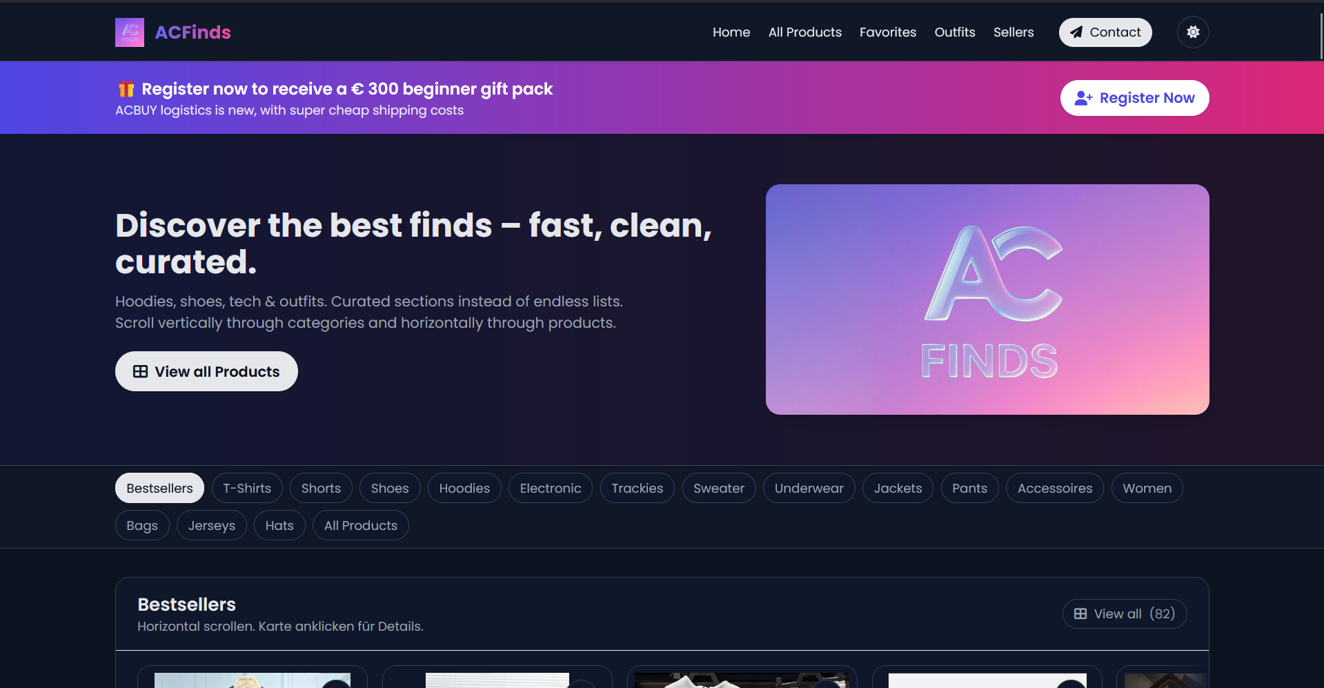 Referenz: ACFinds – Produkt-Showcase